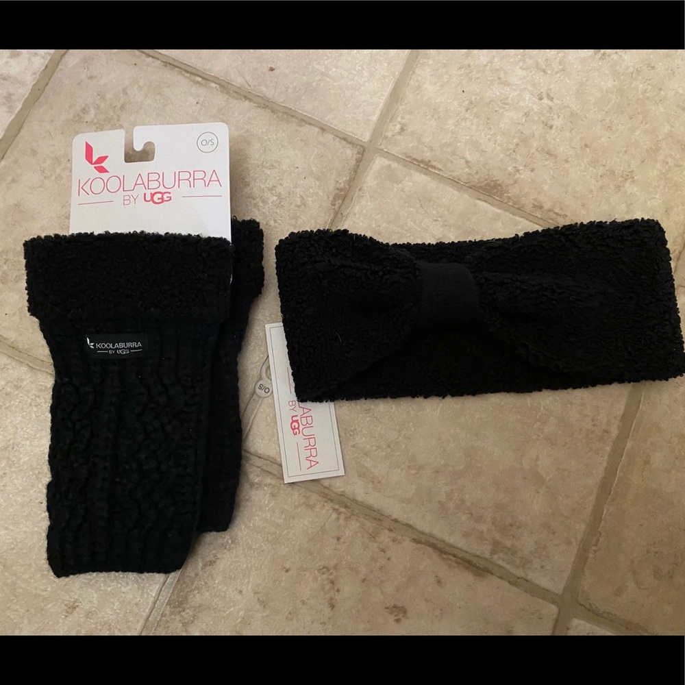 Ugg mittens and headband black new